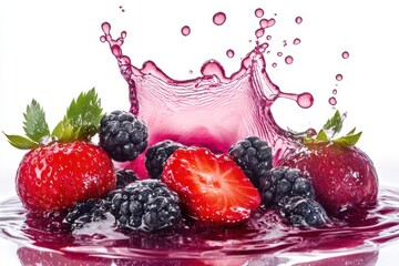 Berry juice swirl splash isolated on white background