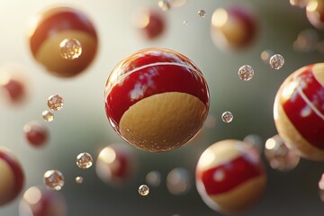 Colorful bouncing balls in mid-air creating a dynamic summer atmosphere