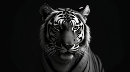 Dramatic Black and White Tiger Portrait
