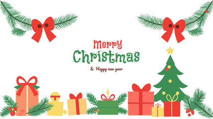 Marry Cristmas background tree, xmas, gift, box, celebration, new, year, greeting, decoration, winter, snow, holiday, illustration, night, snowflake, vector, star,