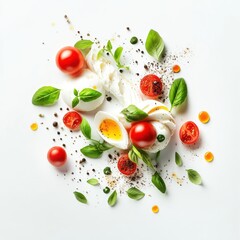 Caprese Salad isolated on white background, top view