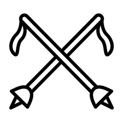 Ski Poles Vector Line Icon Design
