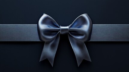 Elegant Blue Ribbon Bow on Dark Background