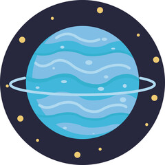 Featuring a vibrant, cool tone, the Uranus icon showcases the planet's icy exterior and faint ring system. © Ion