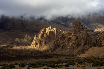 Close-up of the view of Teide National Park landscape from the Llano de Ucanca viewpoint.