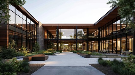 Aerial view innovative architecture blending business and real estate