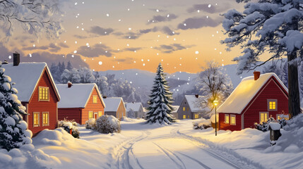 village during winter