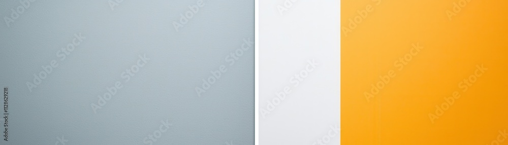 Poster a minimalist composition featuring three vertical color panels: gray, white, and orange, creating a 