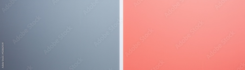 Poster a split image featuring a textured gray surface on one side and a soft coral surface on the other, c