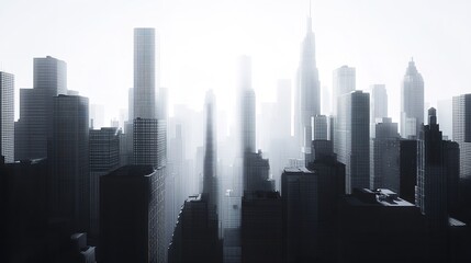 A Monochromatic Cityscape with Sharp, Straight Lines