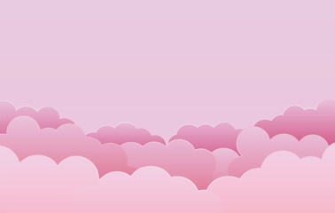 Cloud with the blue sky cartoon paper cut style background vector illustration and blank space for text.
