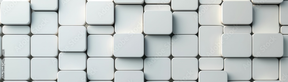 Aufkleber a textured wall featuring arranged white tiles with varying sizes and slight shadows, creating a mod
