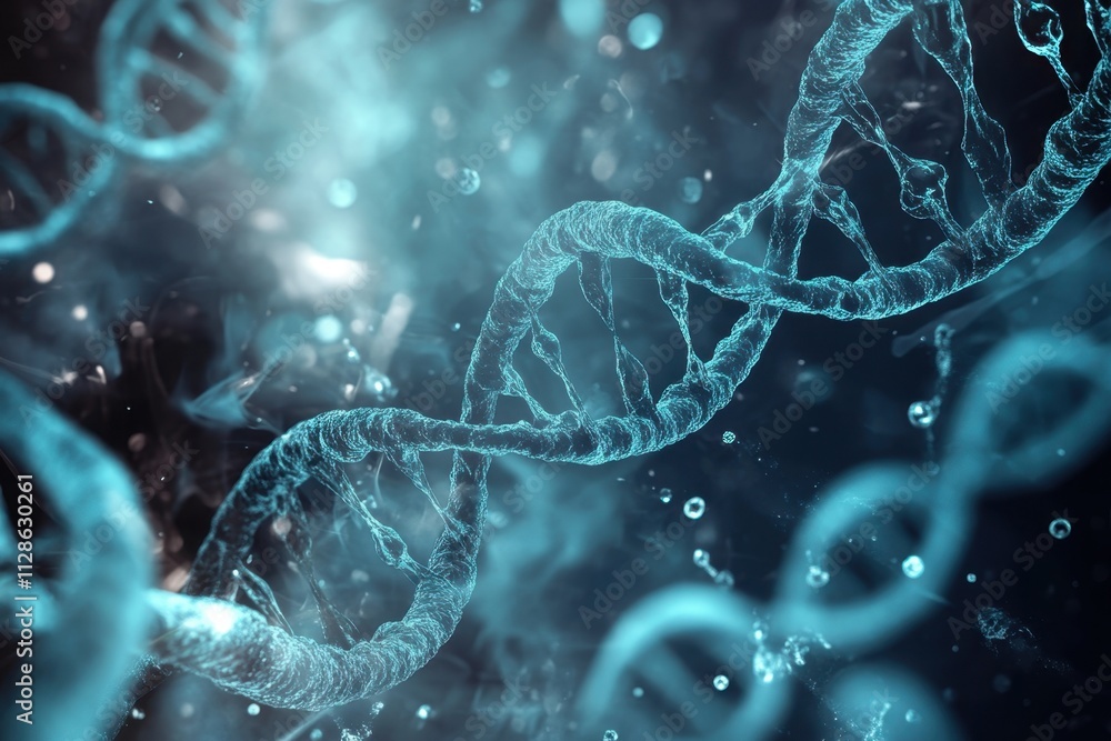 Poster exploring the intricate structure of dna in a captivating digital representation