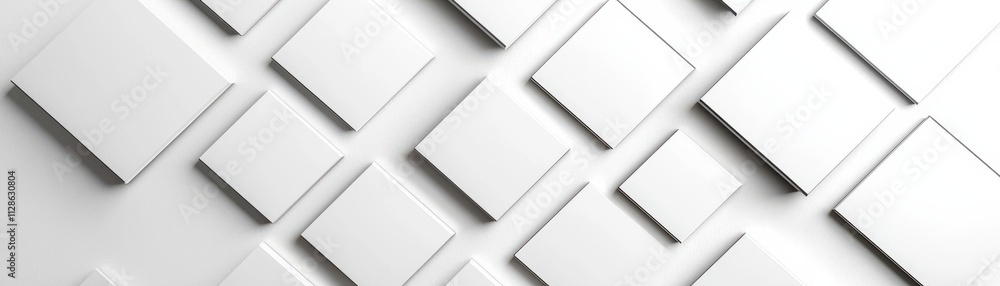 Poster a modern, textured background featuring an arrangement of white squares, creating a minimalist and c