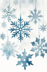 Fototapeta premium wabi sabi watercolor antique vintage sparkling snowflakes antique look on white background
