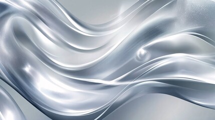 Metallic abstract silver wavy liquid background. 3d rendering.
