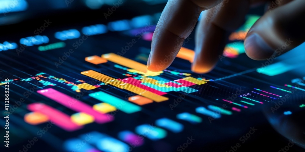Poster high res touchscreen stock charts data analysis