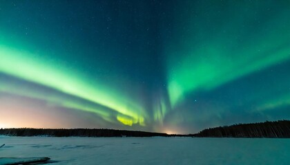 Naklejka premium Aurora Borealis over Frozen Lakes: Ethereal Arctic Splendor