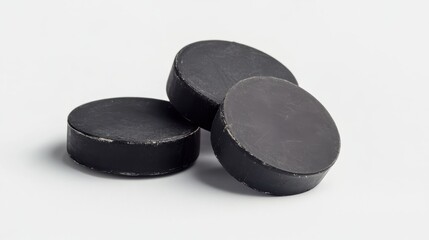 Hockey pucks isolated on white background
