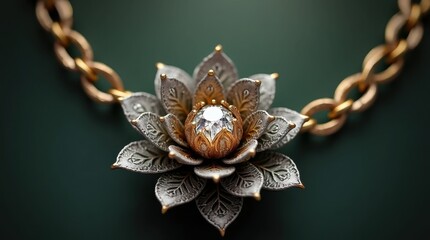 Fototapeta premium Lotus Flower Necklace with Metalwork