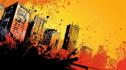 orange simplistic comic book style background