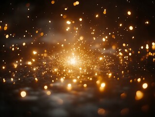 Obraz premium Golden Sparks Exploding In Dark Ambiance