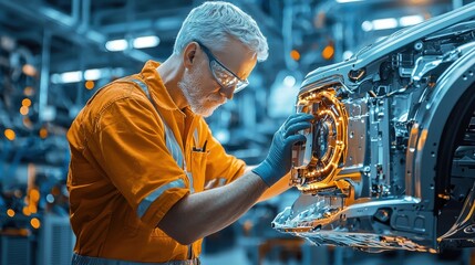 Engineers collaborate on cutting-edge prototype ev batteries with advanced standards in high-tech facility for sustainable transportation innovations