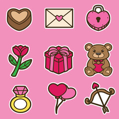 set of valentine good for sticker, badge, element design, printable, icon, etc