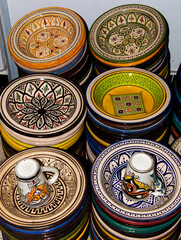 Pretty Moroccan pottery in one of the country's many souks