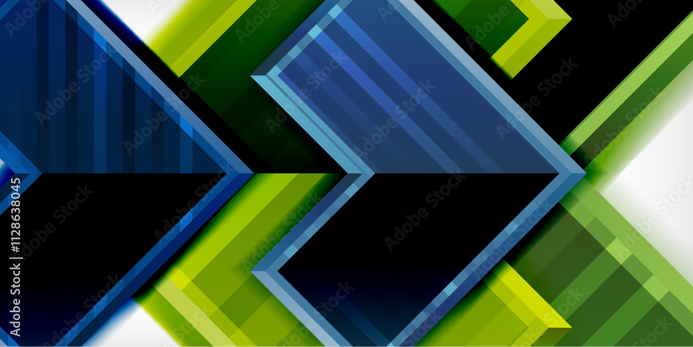 Poster Arrow symbols created with 3d effects and line texture geometric abstract background