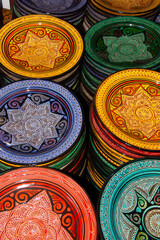 Pretty Moroccan pottery in one of the country's many souks