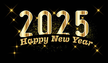 Happy New Year golden template,  Premium Greeting card template 2025 