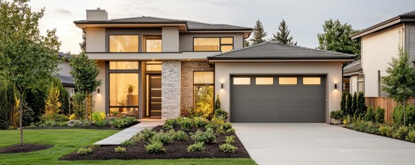 Fototapeta premium Embracing smart technology in sustainable modern suburban design