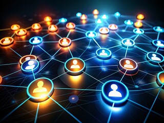 A Visual Concept of Social Networking with Circles Representing User Connections in Low Light Photography, Emphasizing the Interconnectivity of Digital Relationships and Communities