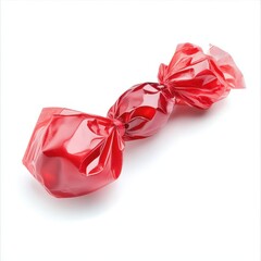 Red candy in a wrapper isolated on white background