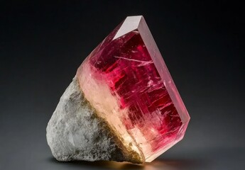 Sharp ruby crystal with textured base