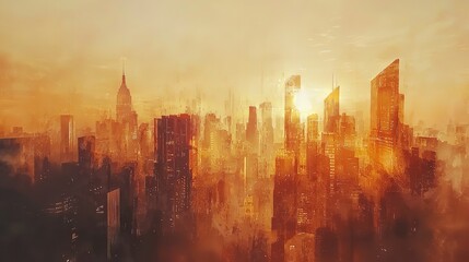 Fototapeta premium Abstract Watercolor Painting of a Cityscape in Pastel Tones