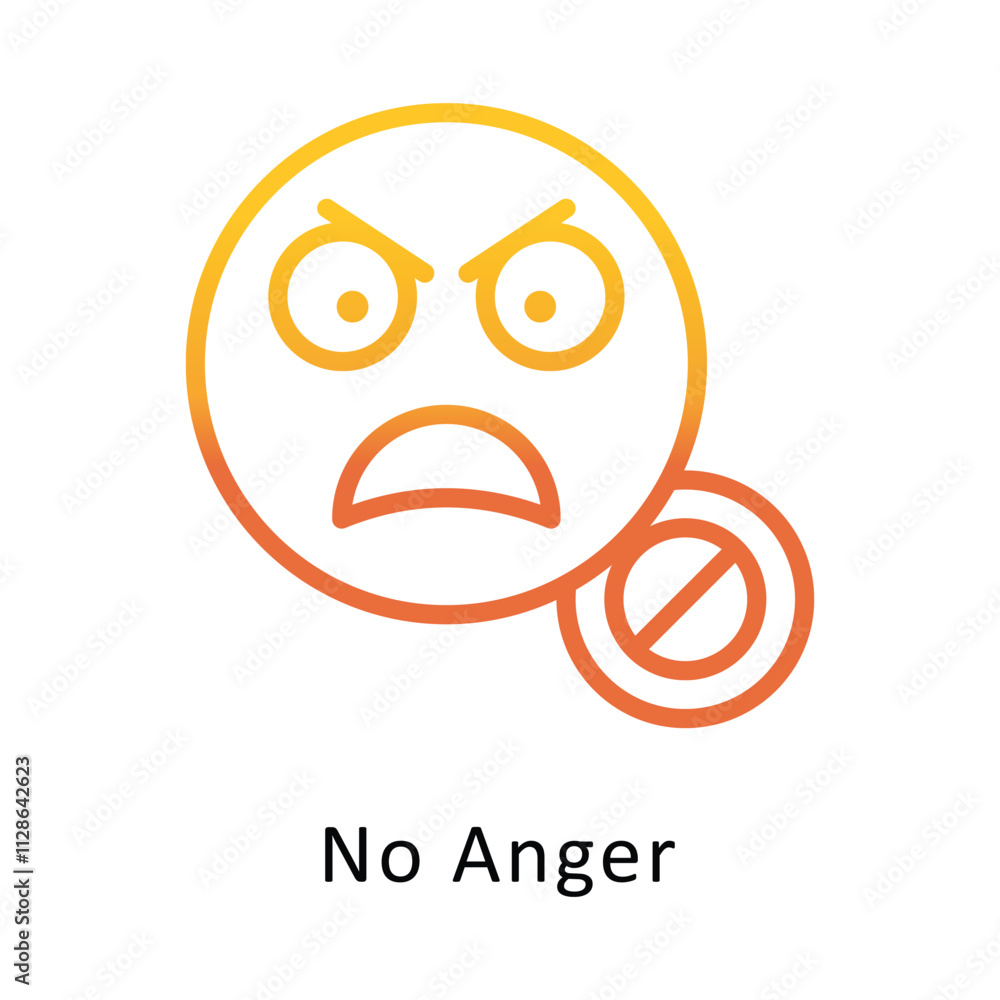 Poster no anger vector gradient outline icon. eps 10 file