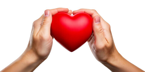 Fototapeta premium hands holding a red heart with their fingers