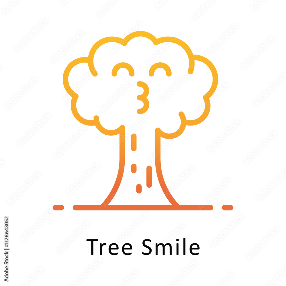 Aufkleber tree smile vector gradient outline icon. eps 10 file