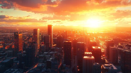 Fototapeta premium Aerial Panoramic View of a Beautiful Modern Cityscape