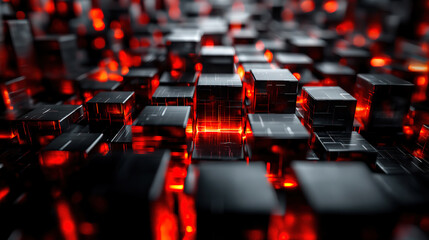 Obraz premium Intricate cubes on a dark background for modern design