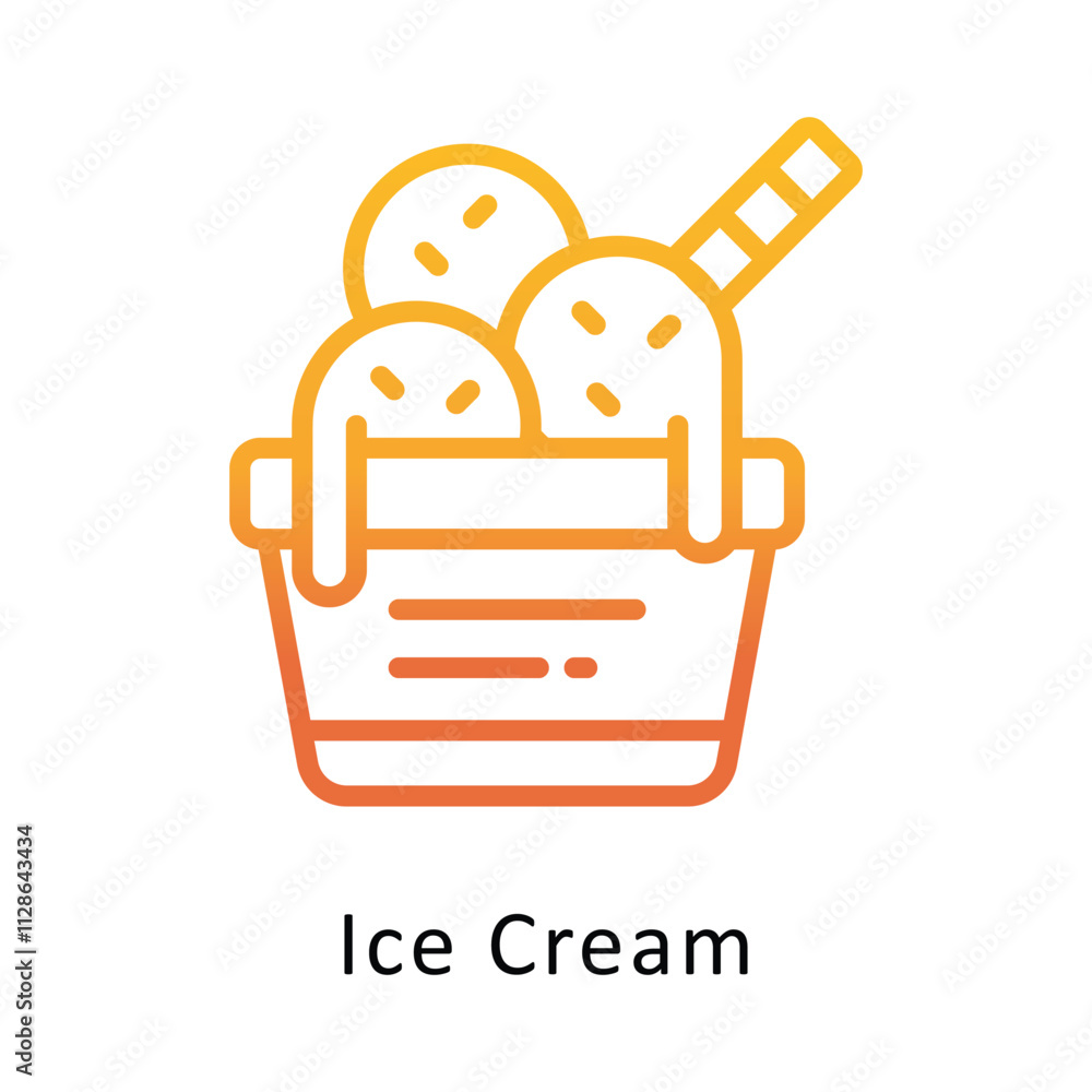 Poster ice cream vector gradient outline icon. eps 10 file