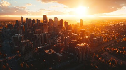 Fototapeta premium Aerial Panoramic View of a Beautiful Modern Cityscape