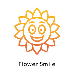 Flower Smile Vector Gradient Outline Icon. Eps 10 File 