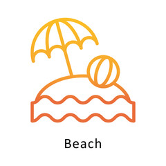 Beach Vector Gradient Outline Icon. Eps 10 File 