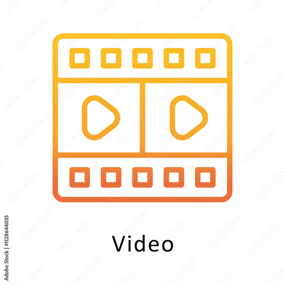 Poster video vector gradient outline icon. eps 10 file