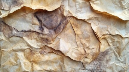 Fototapeta premium Crumpled Brown Paper With Dark Stains Texture