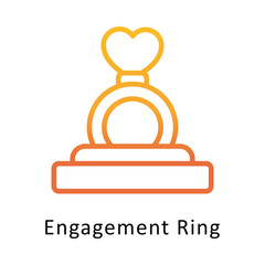 Engagement Ring Vector Gradient Outline Icon. Eps 10 File 