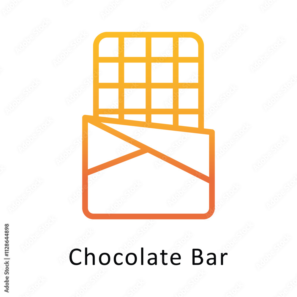 Poster chocolate bar vector gradient outline icon. eps 10 file